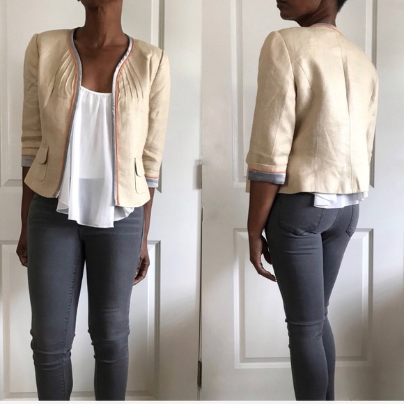 Jackets & Blazers - Linen Open Pintuck Blazer